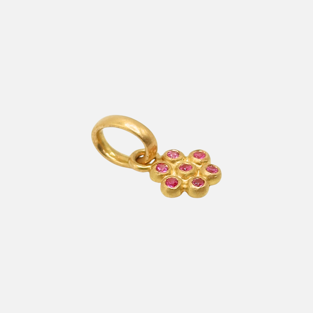 Snowdrop Large Pink Sapphire Pendant in 20K Peach Gold