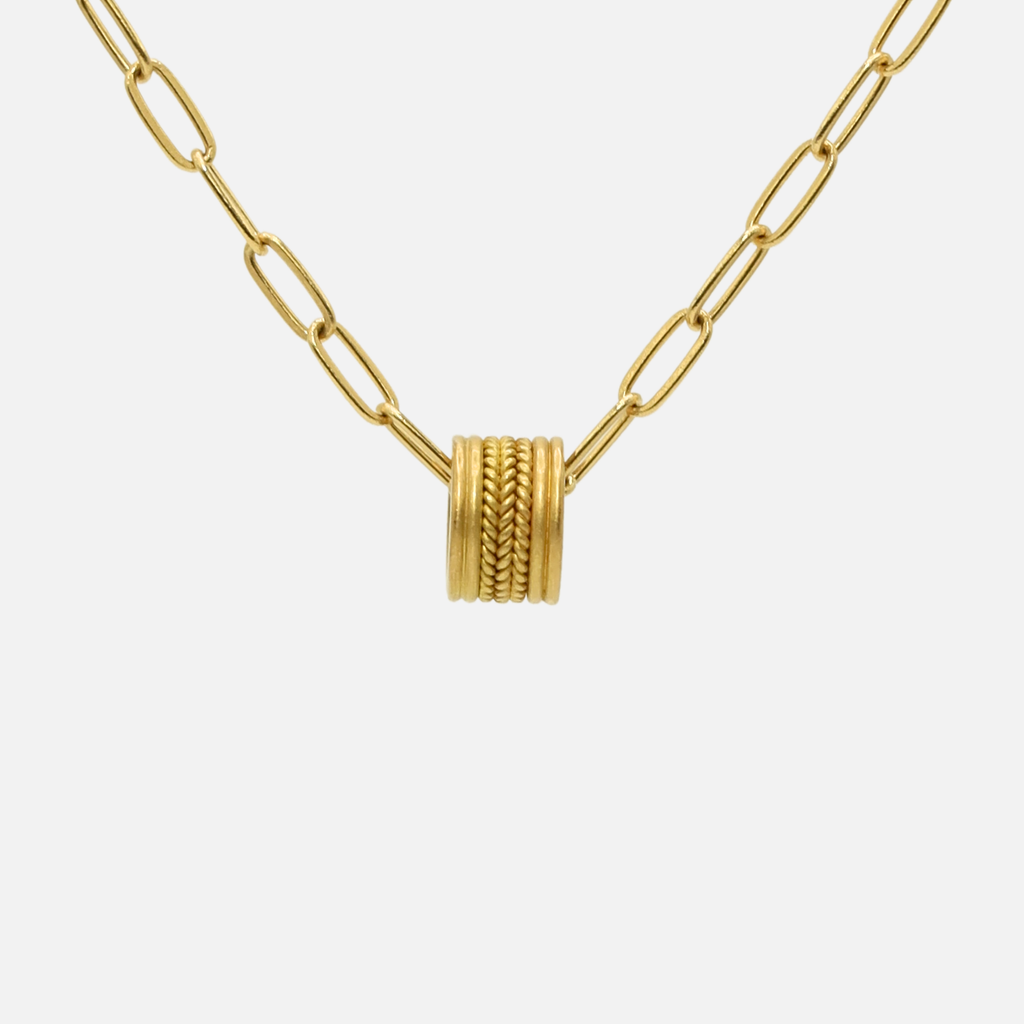 Braid Rondelle Pendant in 20K Peach Gold