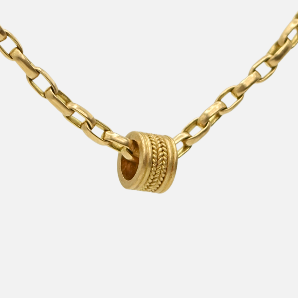 Braid Rondelle Pendant in 20K Peach Gold Reinstein Ross Goldsmiths