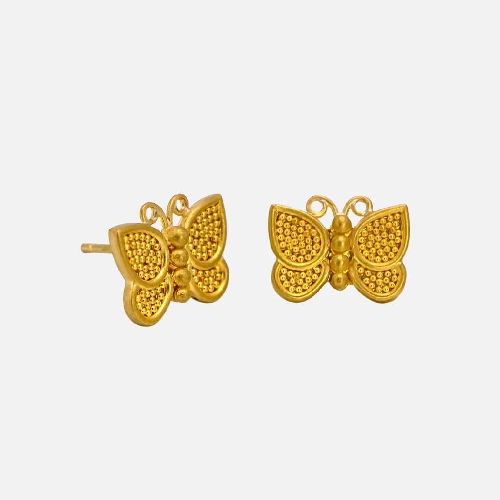 Entomo Butterfly Stud Earring in 22K Yellow Gold Reinstein Ross Goldsmiths