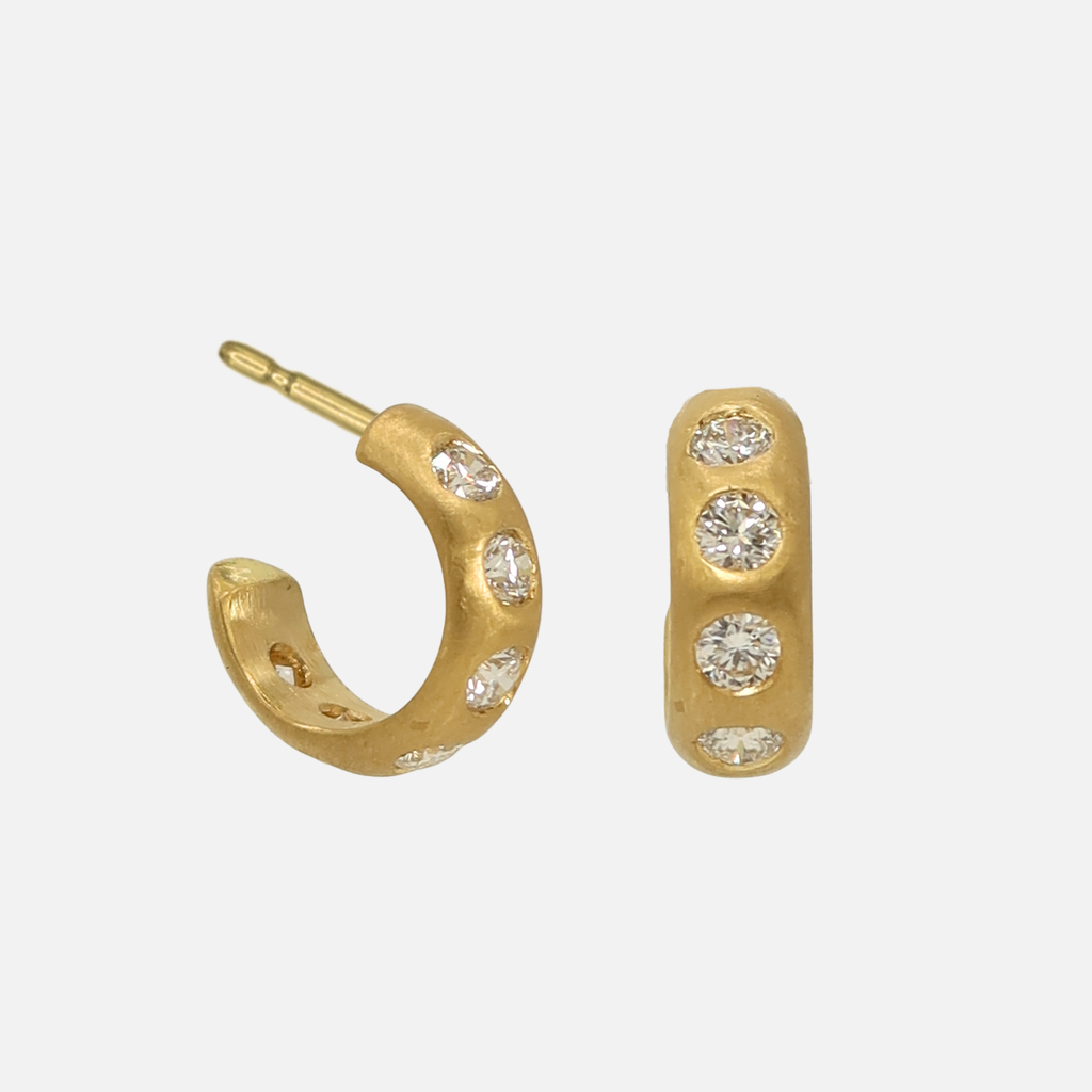 Half Round Diamond Hoop in 20K Peach Gold- 4mm