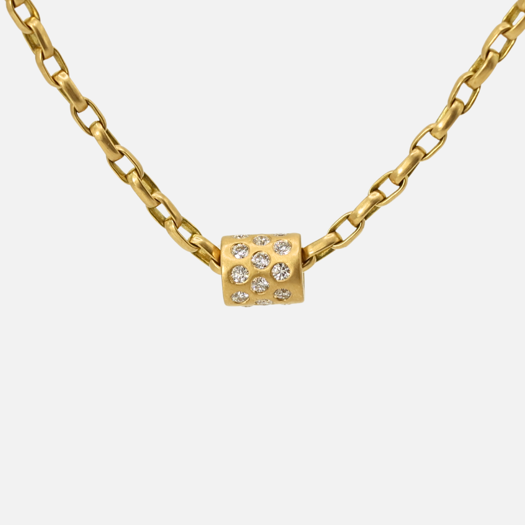 Yamuna Large Rondelle Diamond Pendant in 20K Peach Gold