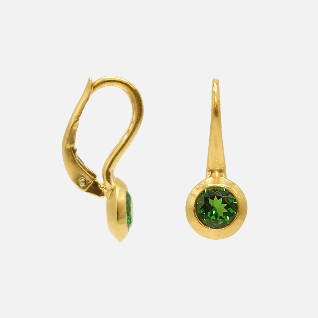Duomo Green Tsavorite Earrings in 18K Yellow Gold- 1.55 tcw