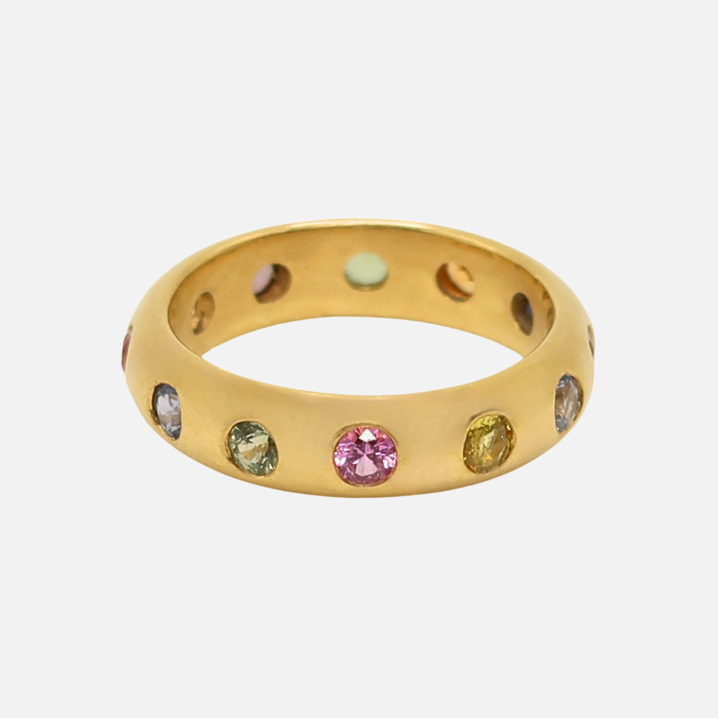 Half Round "Mosaic" Multi Sapphire Band in 20K Peach Gold- 5mm