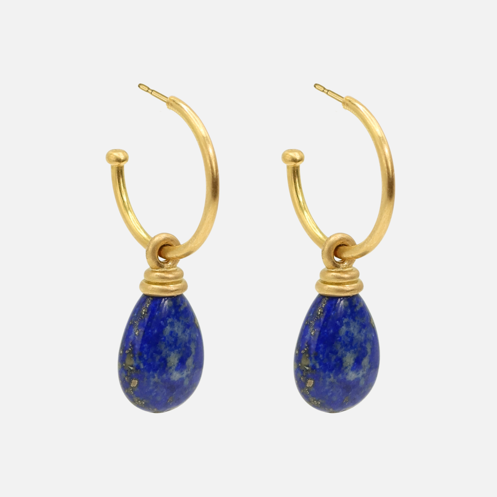 Grand Lapis Tear Drops in 20K Peach Gold Reinstein Ross Goldsmiths