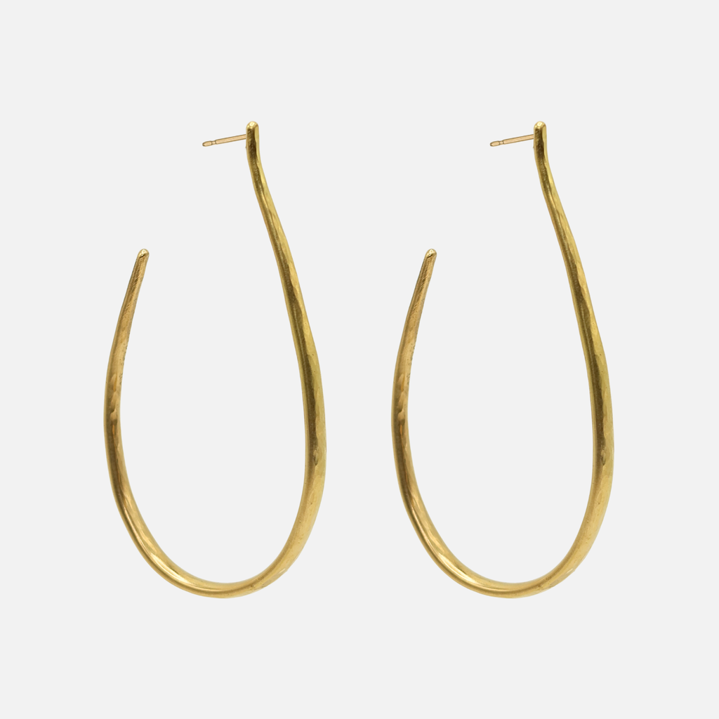 Sonoma Large Hammered Teardrop Hoops in 20K Peach Gold Reinstein Ross Goldsmiths