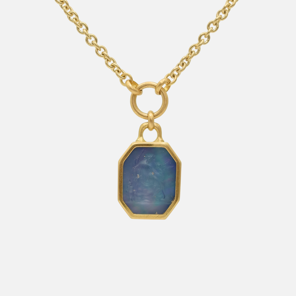 Sedona Blue Intaglio Pendant in 20K Peach Gold Reinstein Ross Goldsmiths