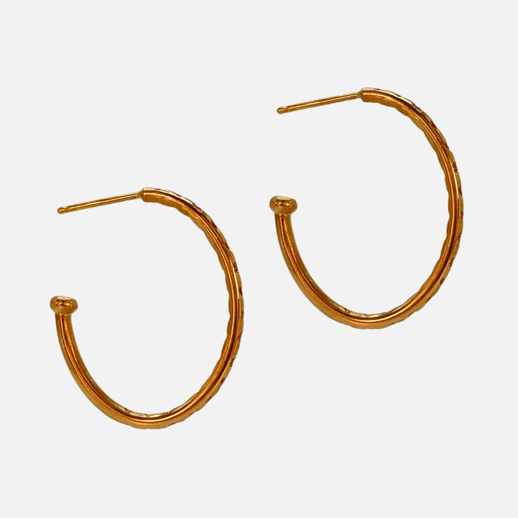 Hoopstock Large Oval Pink Sapphire Hoops in 20K Peach Gold Reinstein Ross Goldsmiths