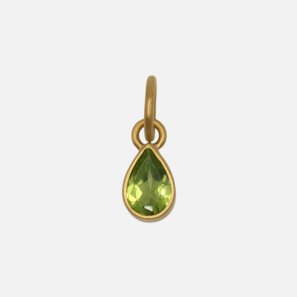 Sedona Pear Faceted Peridot Pendant in 20K Peach Gold Reinstein Ross Goldsmiths