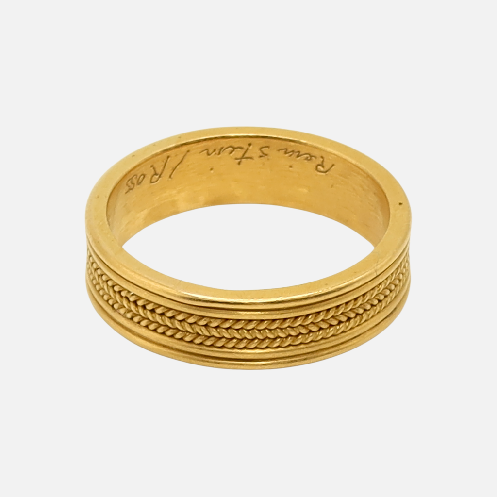 Regular Braid Three Row Band in 22K Apricot Gold- 5mm Reinstein Ross Goldsmiths