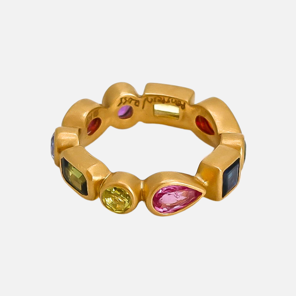 Renaissance Faceted Colored Sapphire Band in 20K Peach Gold Reinstein Ross Goldsmiths