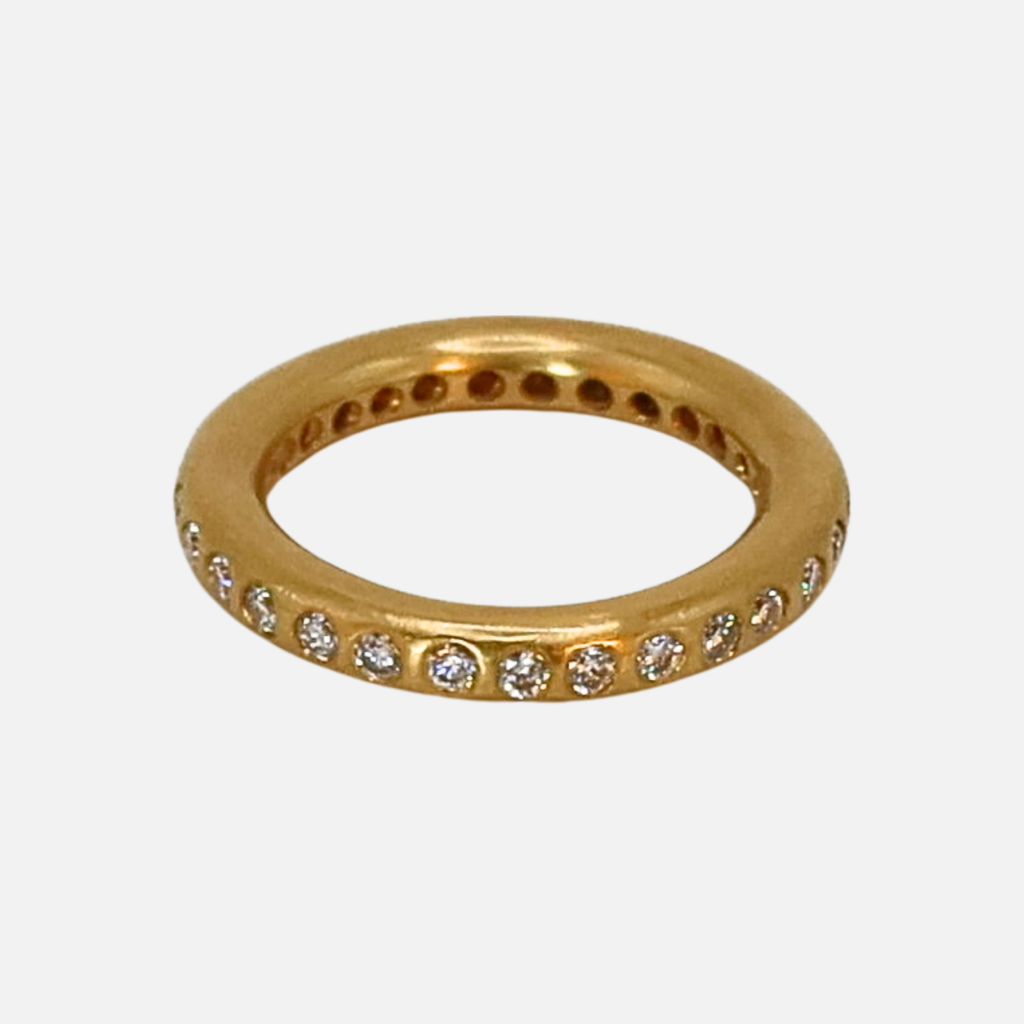 Round Diamond Band in 20K Peach Gold- 3.5mm Reinstein Ross Goldsmiths