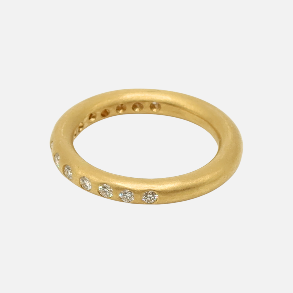 Round Diamond Halfway Band in 20K Peach Gold- 3mm Reinstein Ross Goldsmiths