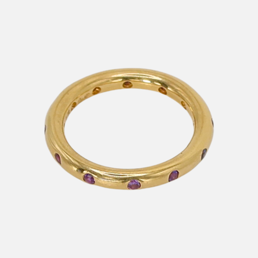 Round Evenly Spaced Purple Sapphire Band in 20K Peach Gold- 3mm