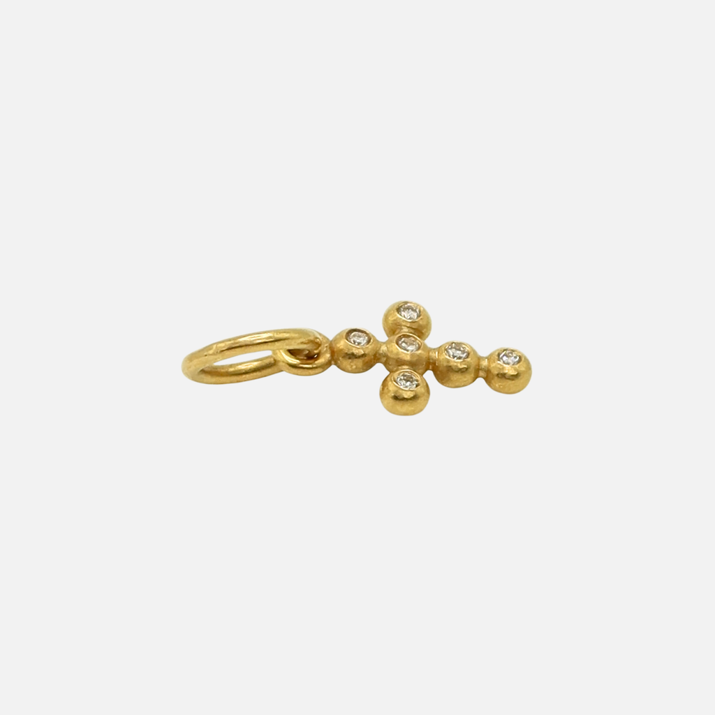 Salome Classic Small Cross Diamond Pendant in 20K Peach Gold