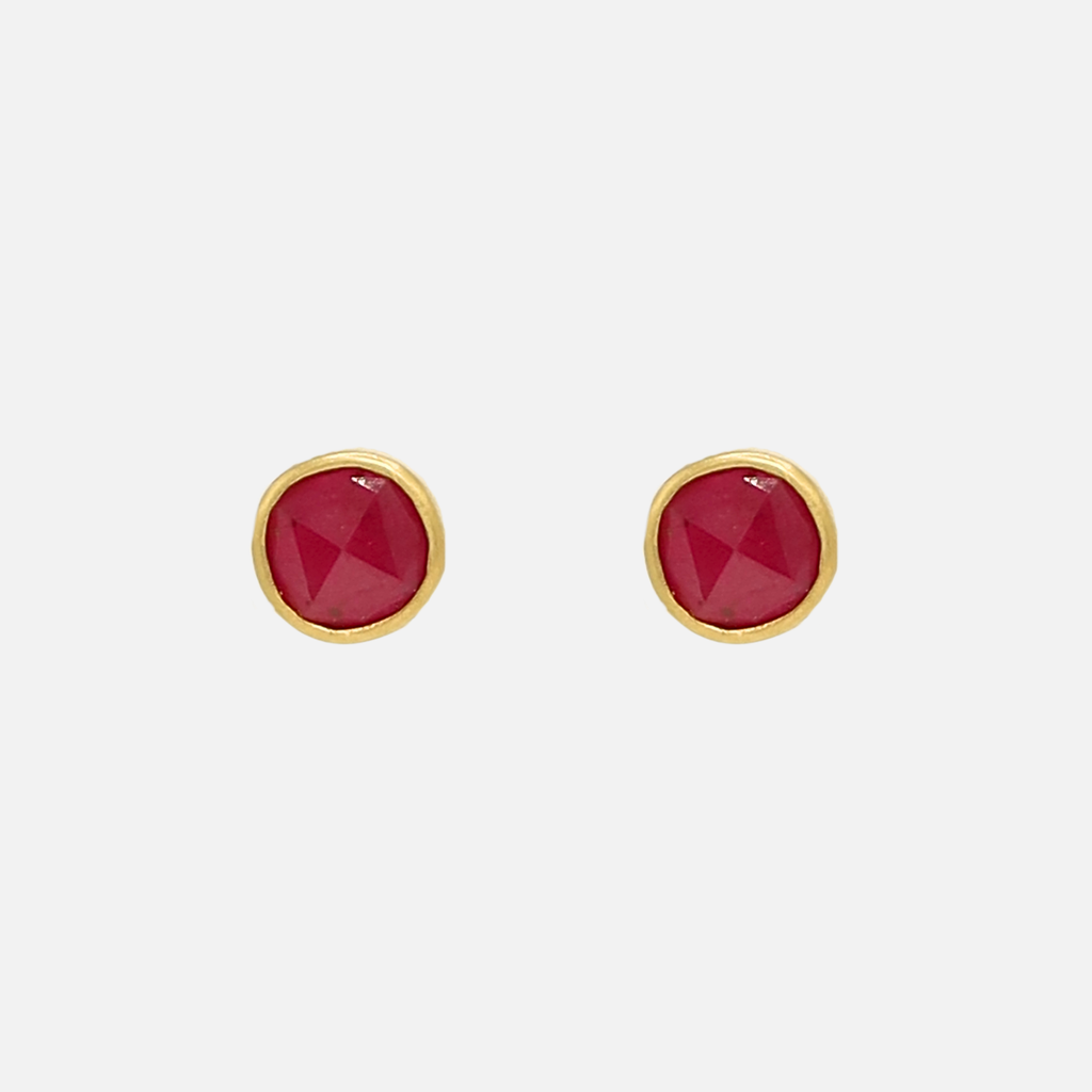 Sedona Rose Cut Ruby Studs in 20K Peach Gold- 5mm Reinstein Ross Goldsmiths