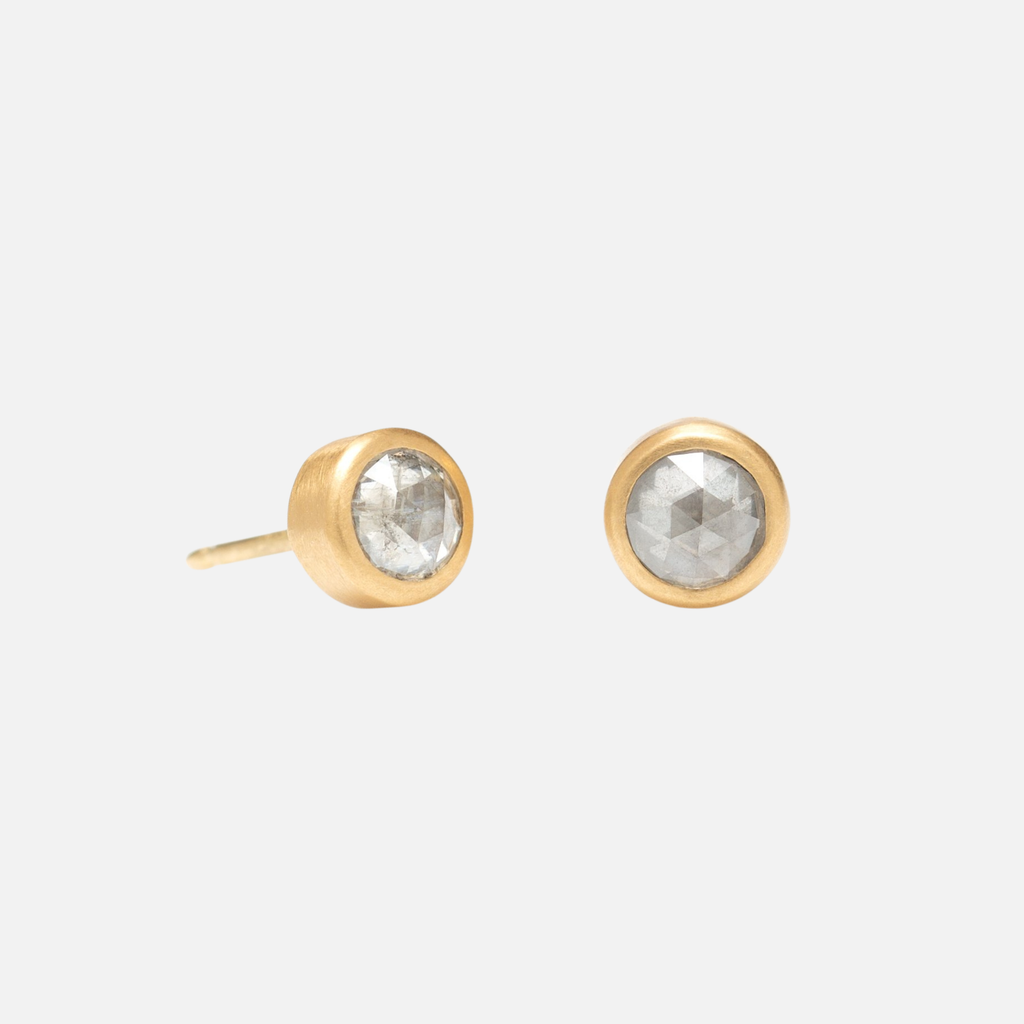 Sedona Rose Cut Salt & Pepper Diamond Studs in 20K Peach Gold Reinstein Ross Goldsmiths