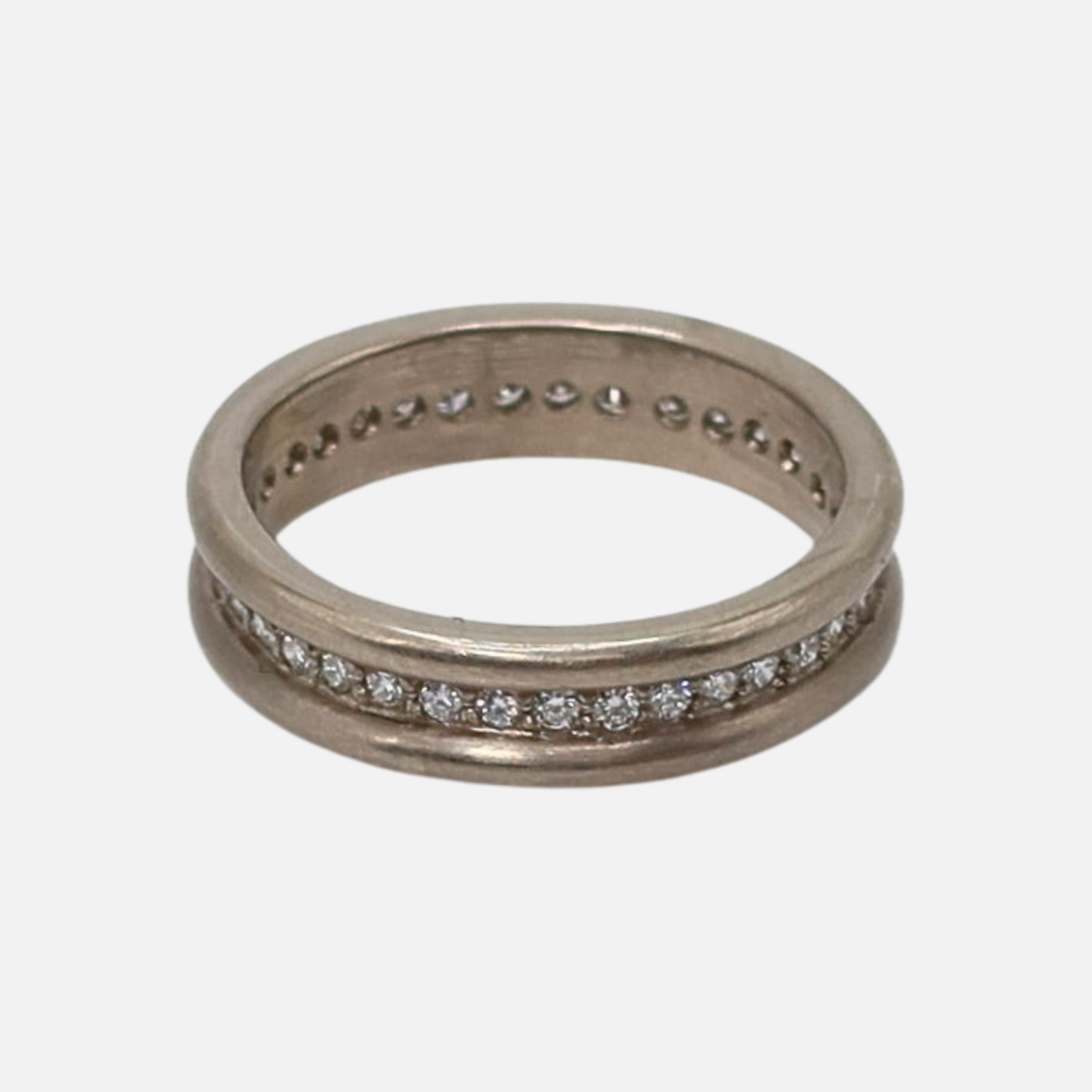 Shimmer Mini Diamond Band in 18K Alpine Gold Reinstein Ross Goldsmiths
