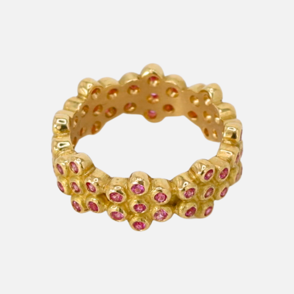 Snowdrop Pink Sapphire Band in 20K Peach Gold