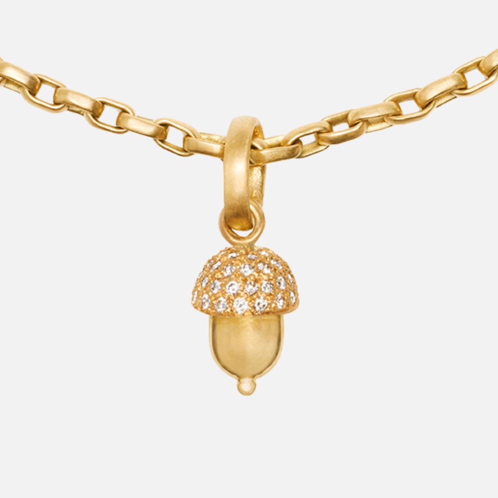 Sonoma Acorn Large Diamond Pendant in 20K Peach Gold Reinstein Ross Goldsmiths