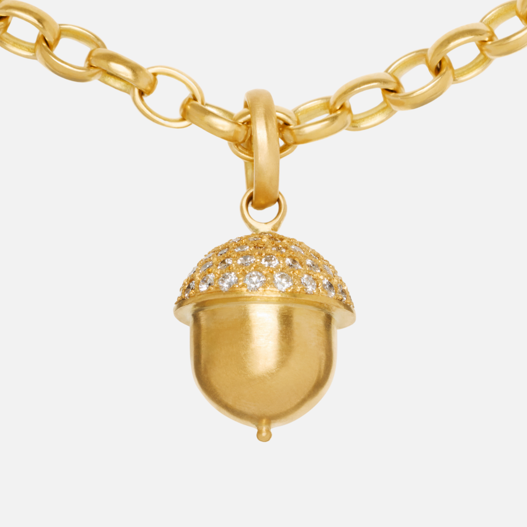 Sonoma Acorn XX-Large Diamond Pendant in 20K Peach Gold Reinstein Ross Goldsmiths