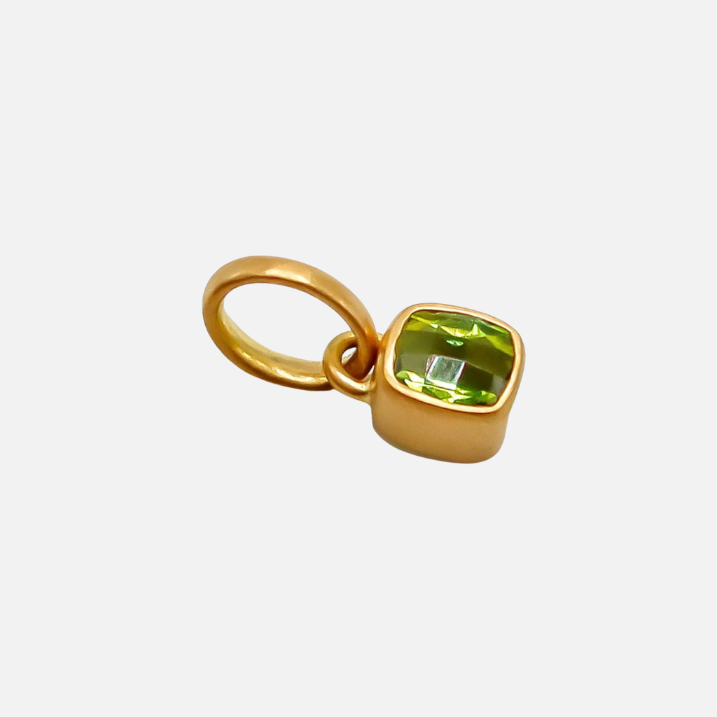 Sonoma Cushion Cut Green Tourmaline Pendant in 20K Peach Gold Reinstein Ross Goldsmiths