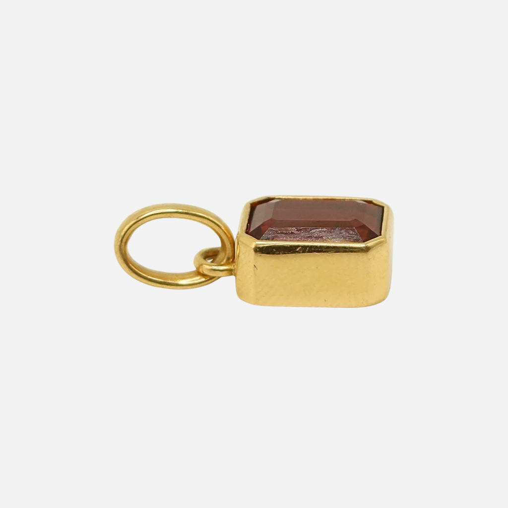 Sonoma Emerald Cut Small Dark Pink Tourmaline Pendant in 20K Peach Gold