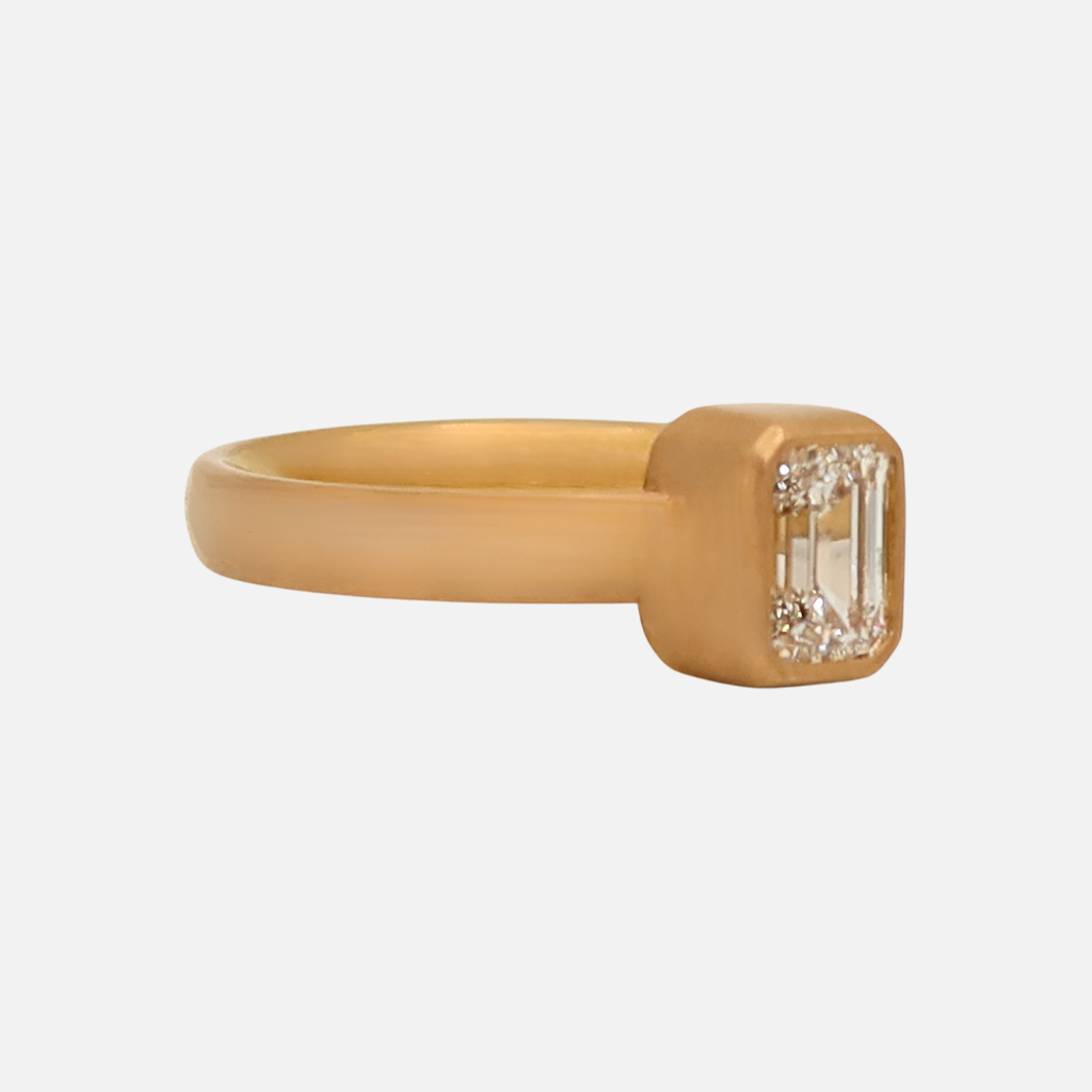 Sonoma Emerald Cut Diamond Ring in 22K Apricot Gold