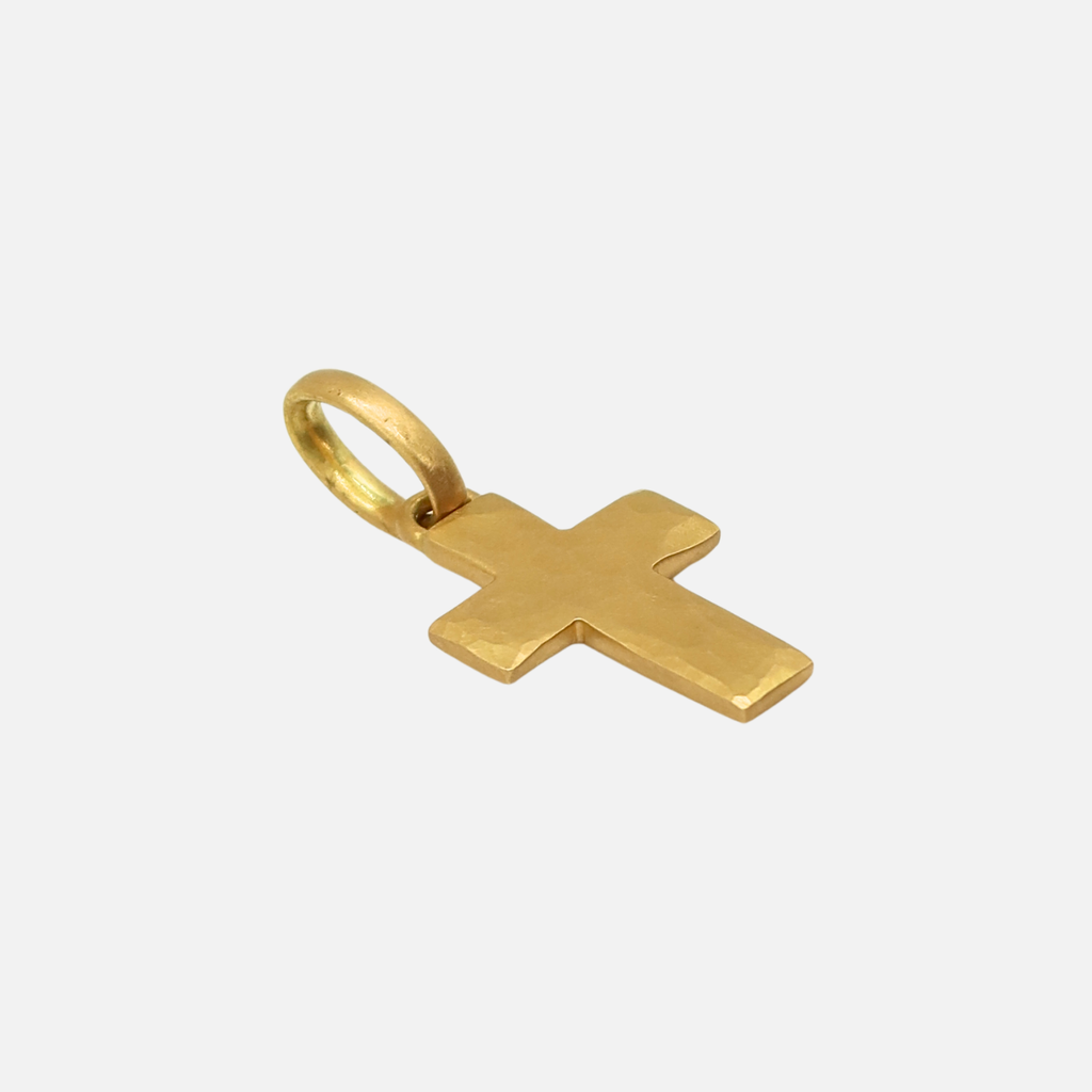 Sonoma Hammered Cross Pendant in 20K Peach Gold Reinstein Ross Goldsmiths