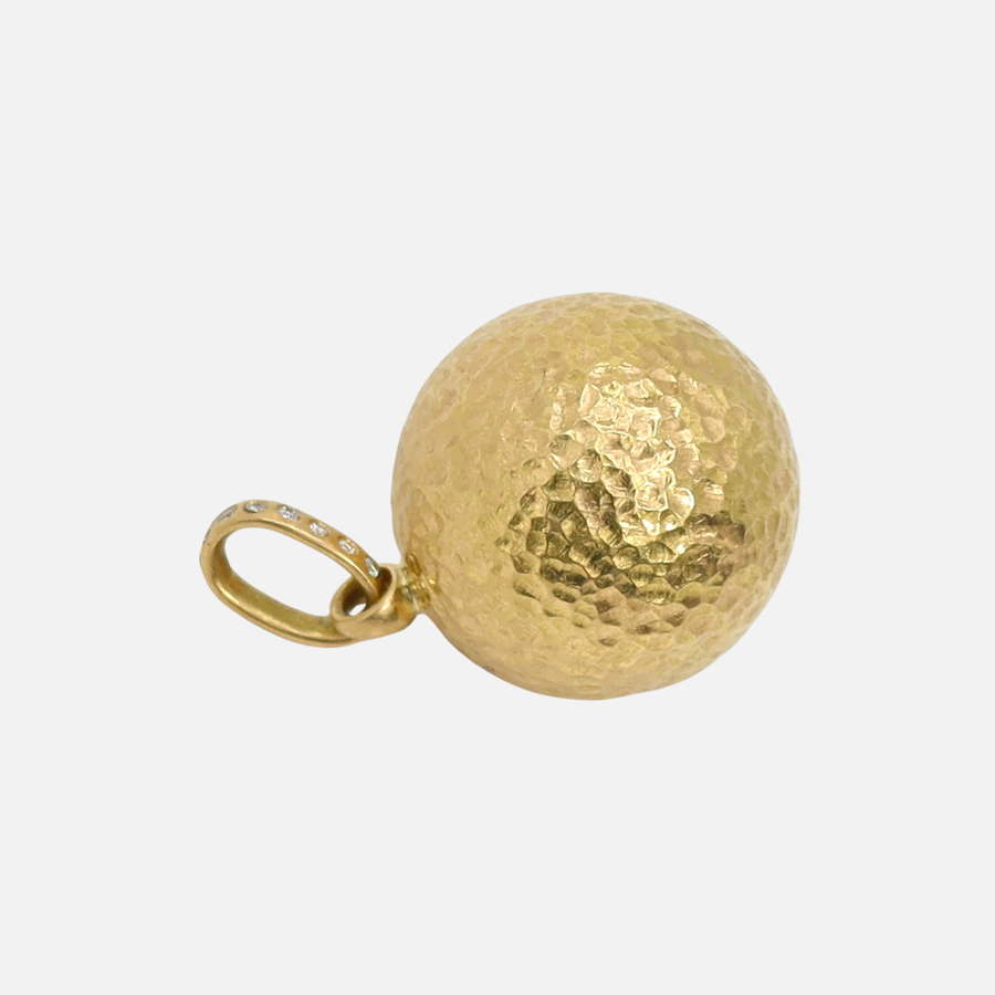 Sonoma Hammered Orb with Diamond Bail Pendant in 20K Peach Gold