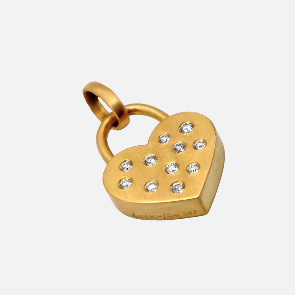 Sonoma Heart Diamond Lock Pendant in 20K Peach Gold Reinstein Ross Goldsmiths