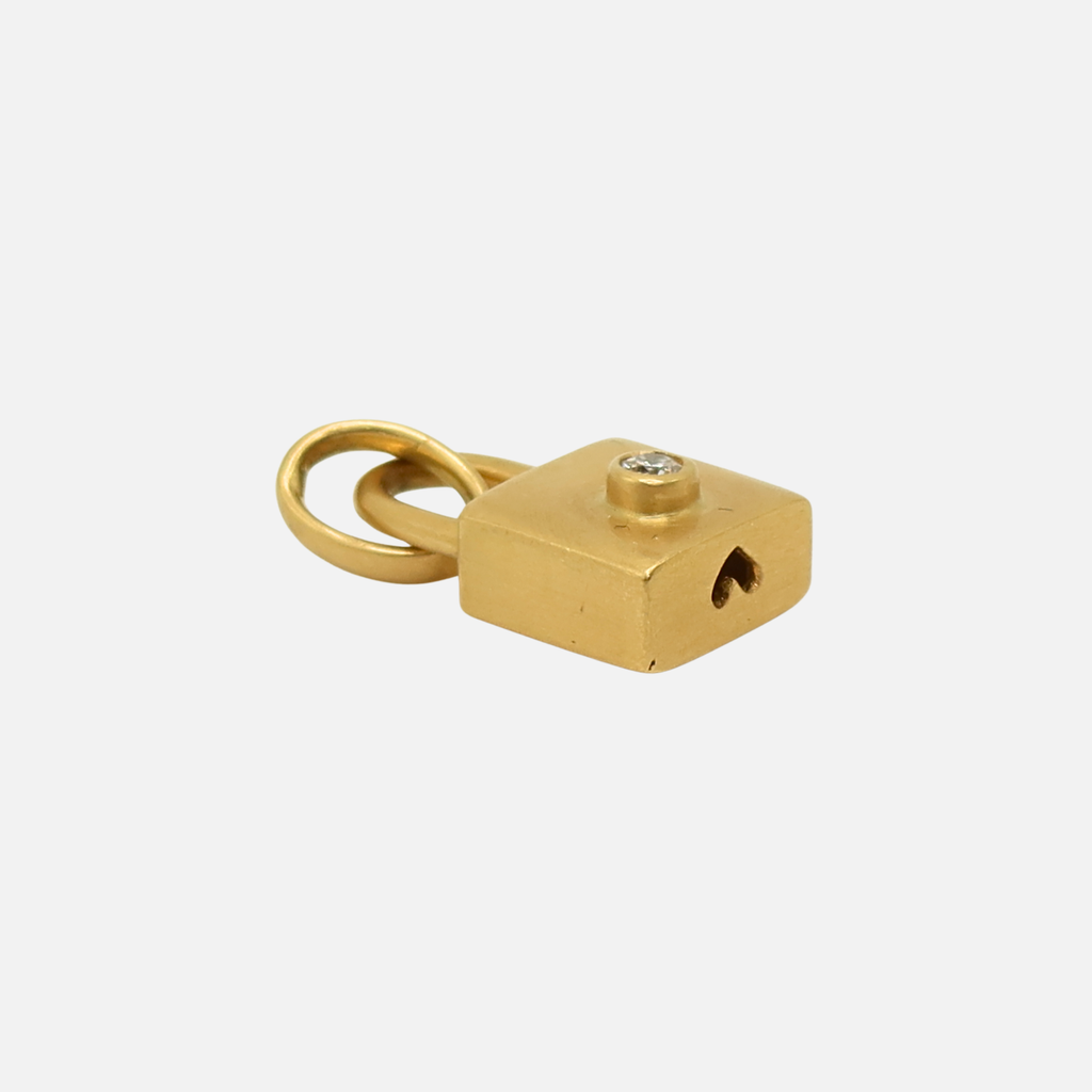 Sonoma "Lock Your Love" Small Lock Diamond Pendant in 20K Peach Gold Reinstein Ross Goldsmiths