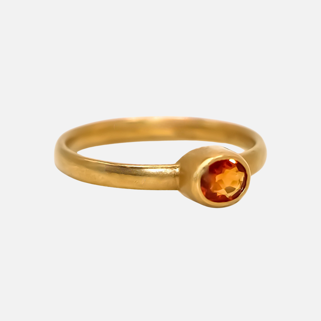 Sonoma Mini Oval Orange Sapphire Ring in 20K Peach Gold Reinstein Ross Goldsmiths