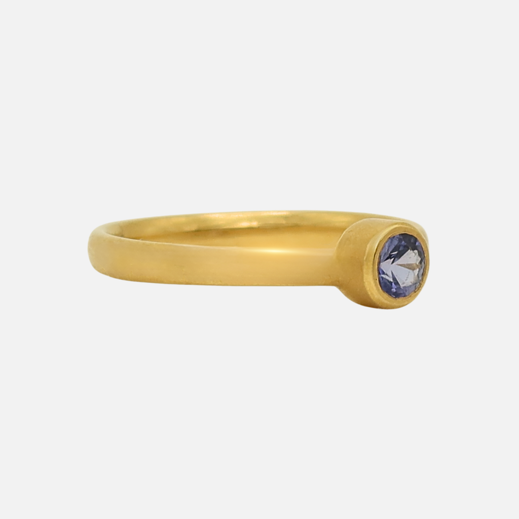 Sonoma Mini Round Purple Sapphire Ring in 20K Peach Gold