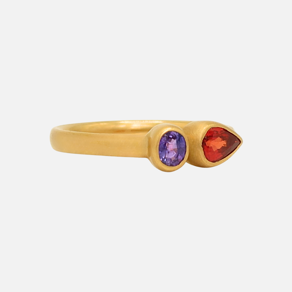 Sonoma Mini Toi Moi Red and Purple Sapphire Ring in 20K Peach Gold Reinstein Ross Goldsmiths