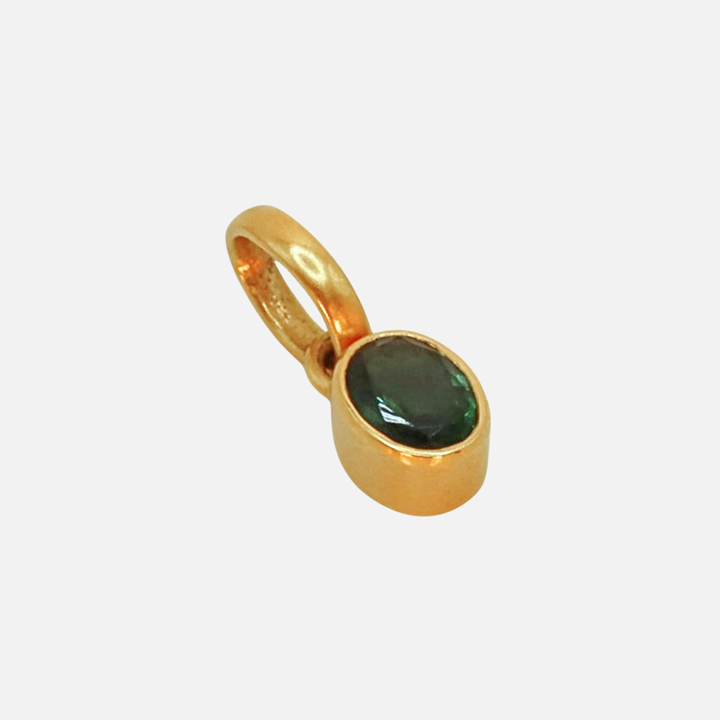 Sonoma Oval Faceted Green Tourmaline Pendant in 20K Peach Gold Reinstein Ross Goldsmiths