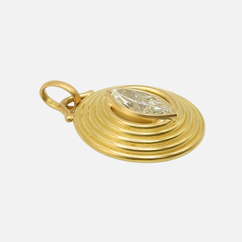 Sonoma "Pagoda" Marquise Lab Diamond Pendant in 20K Peach Gold Reinstein Ross Goldsmiths