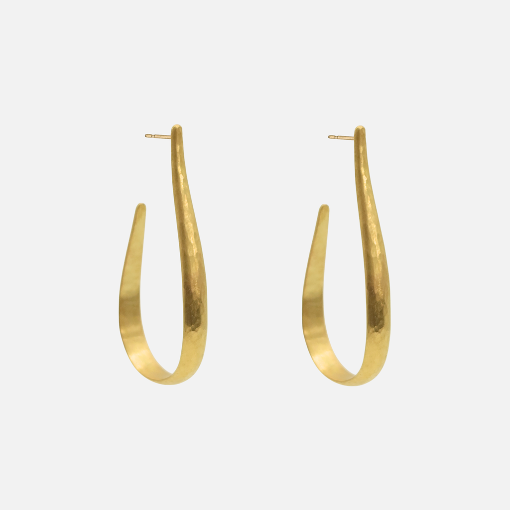 Sonoma Regular Hammered Teardrop Hoops in 20K Peach Gold Reinstein Ross Goldsmiths