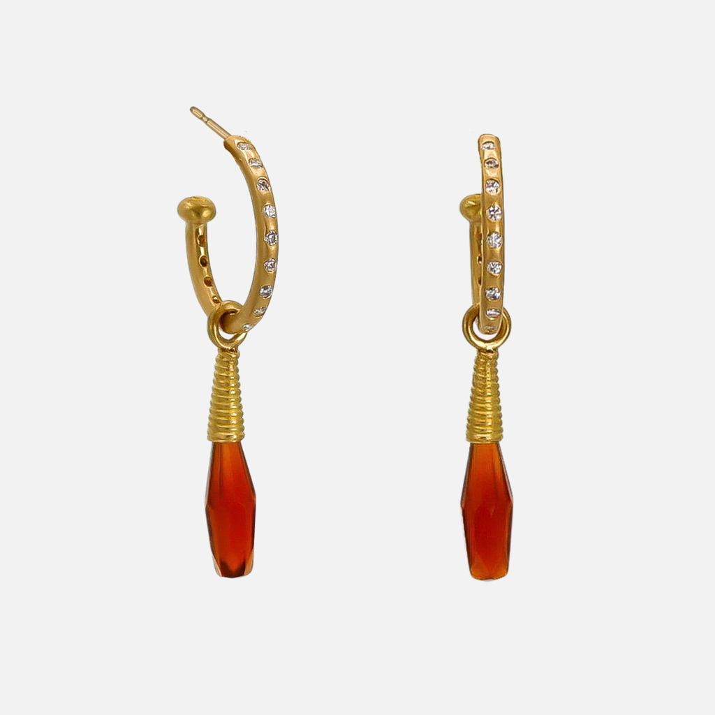 Spiral Small Auburn Red Garnet Drops in 20K Peach Gold Reinstein Ross Goldsmiths