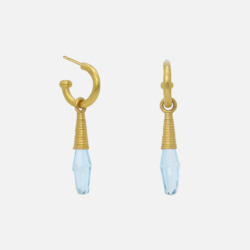 Spiral Small Blue Topaz Drops in 20K Peach Gold