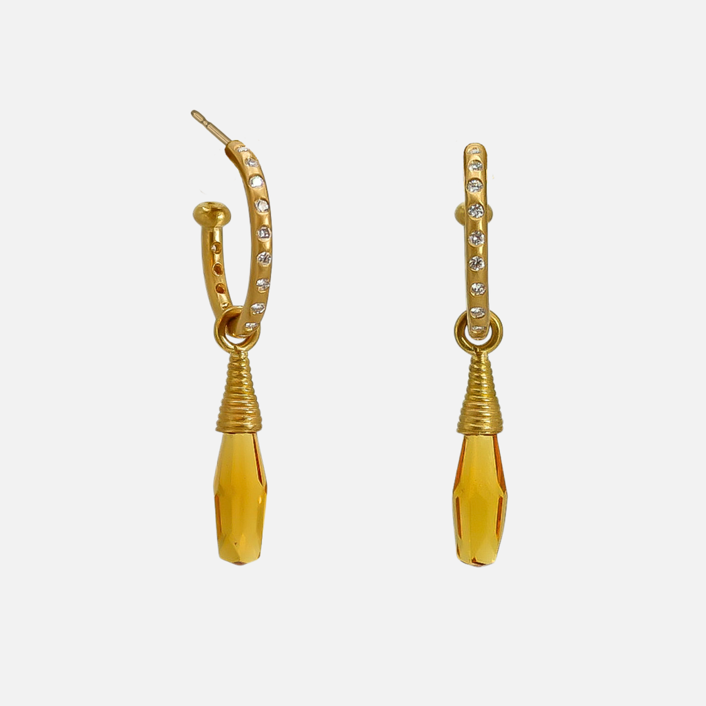 Spiral Small Citrine Drops in 20K Peach Gold