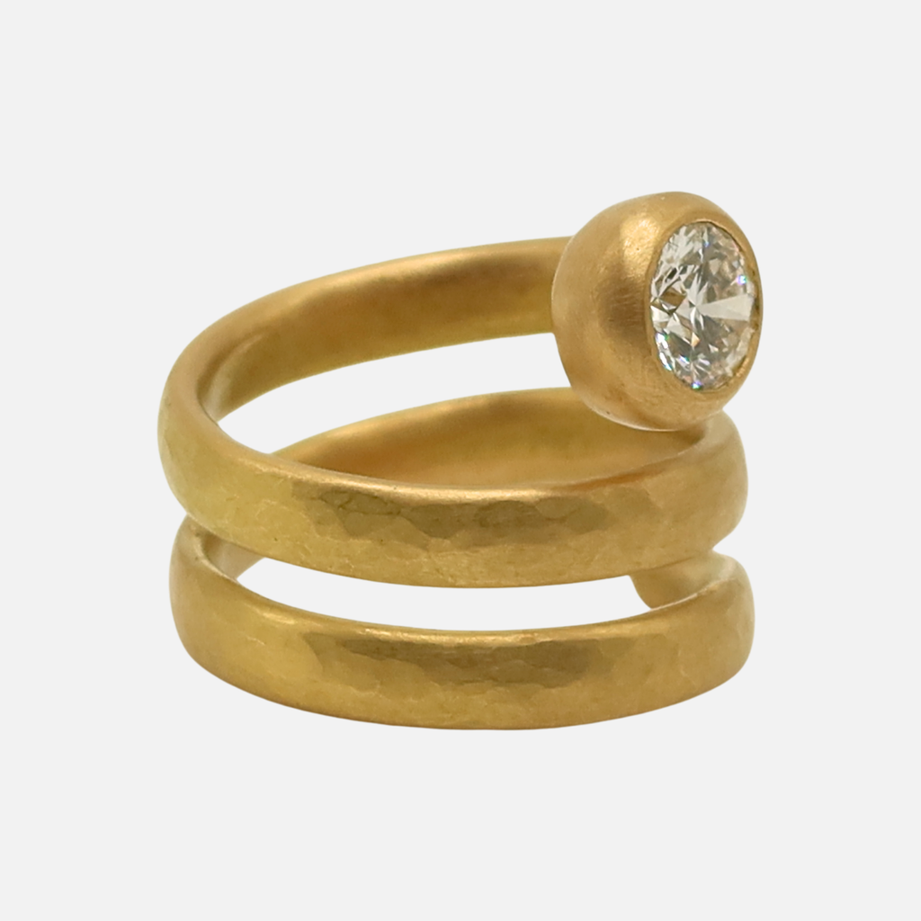 Sonoma Hammered Wrap Lab Diamond Ring in 20K Peach Gold Reinstein Ross Goldsmiths