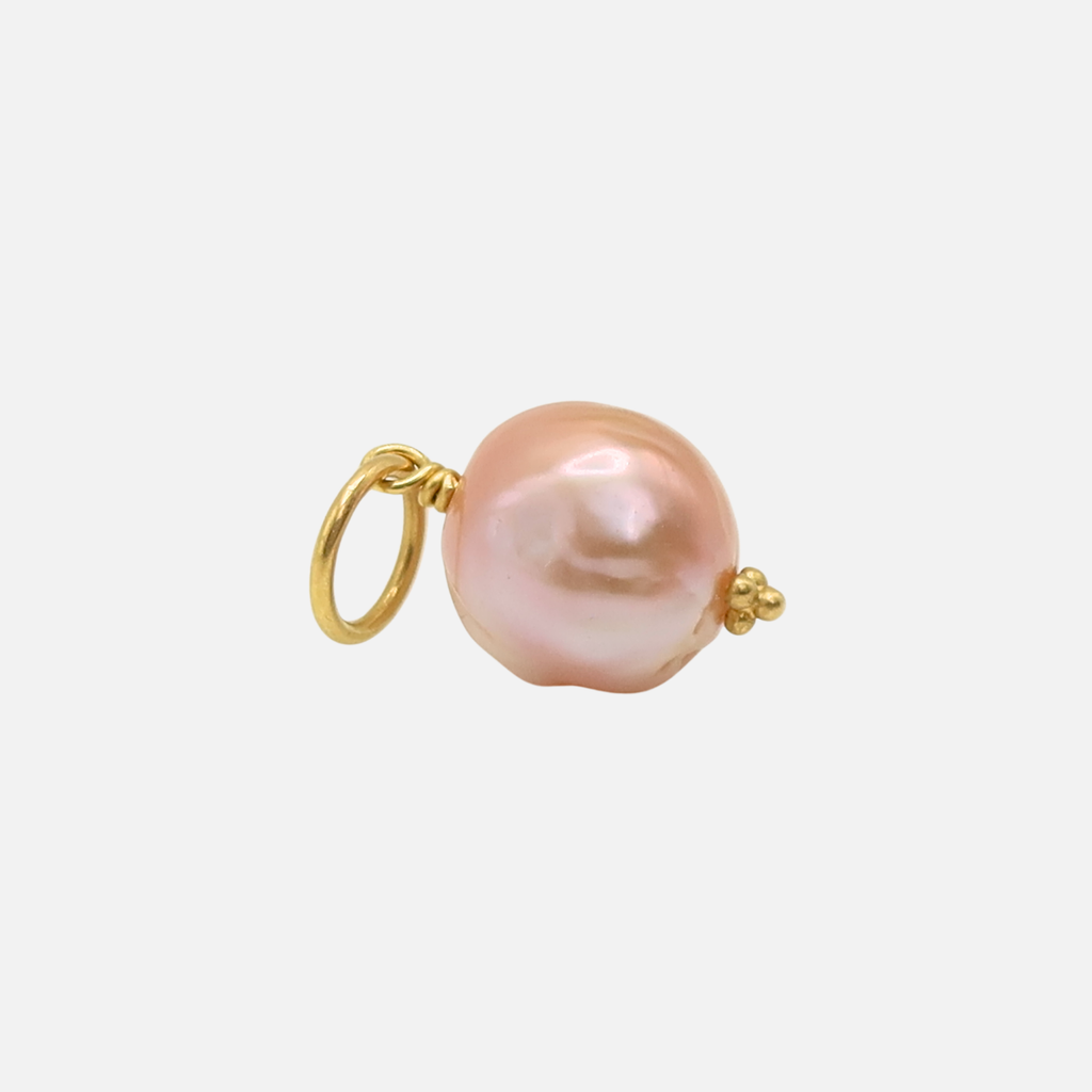 Tania Rosebud Baroque Pearl Pendant in 20K Peach Gold Reinstein Ross Goldsmiths