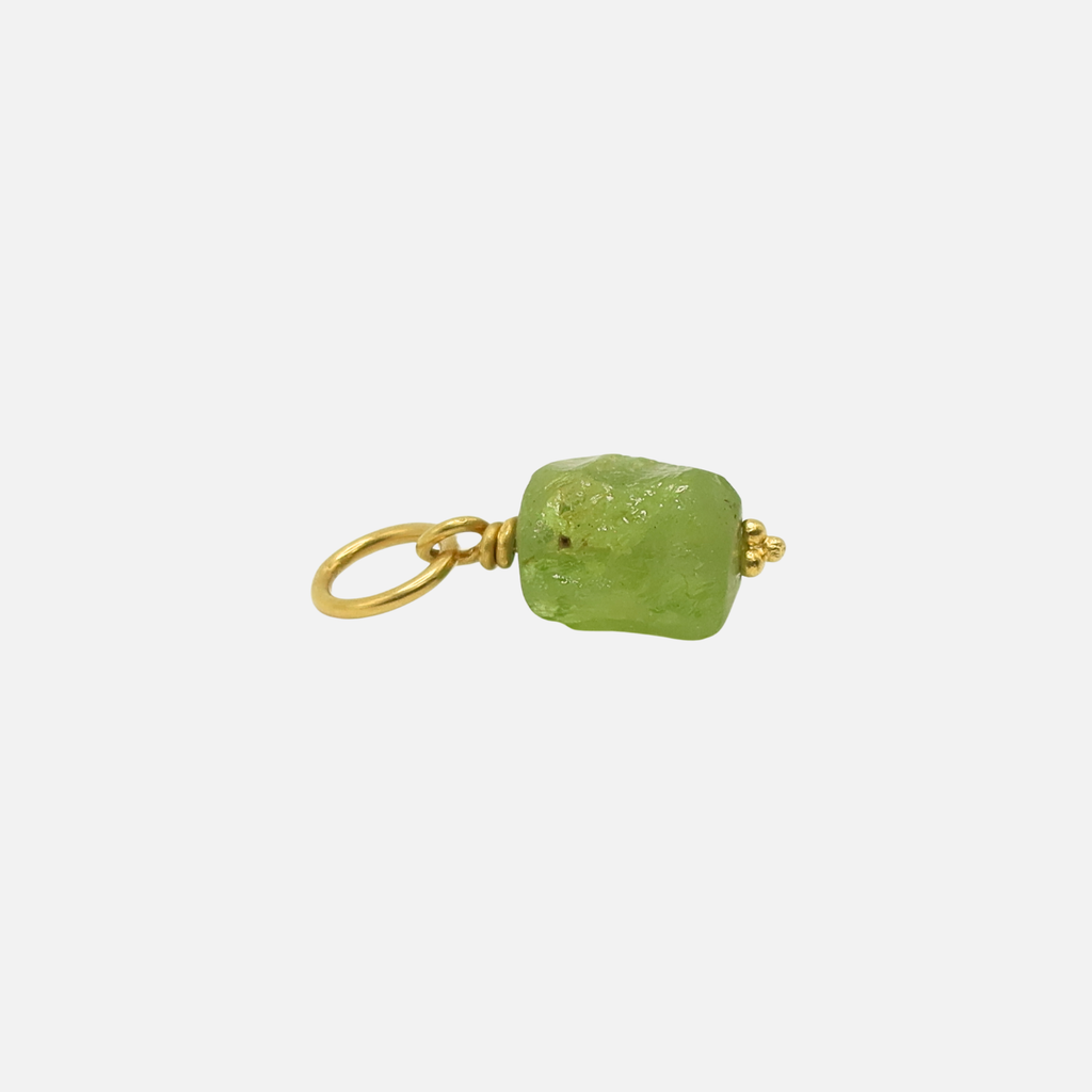 Tania Rough Peridot Pendant in 20K Peach Gold Reinstein Ross Goldsmiths