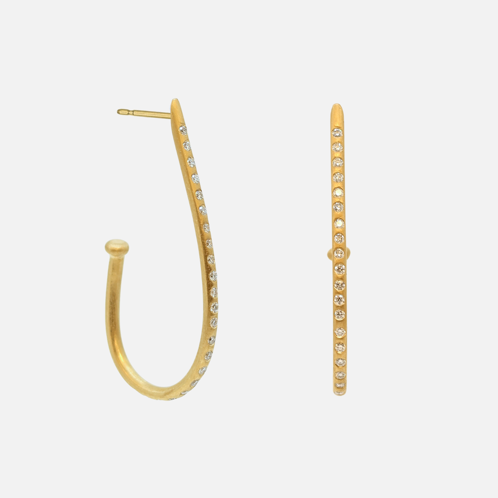 Hoopstock Large Teardrop Diamond Hoops in 20K Peach Gold