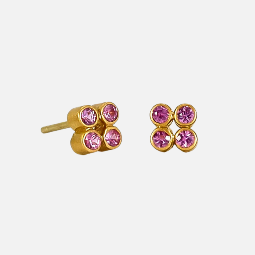 Tivoli Pink Sapphire Stud Earrings in 20K Peach Gold