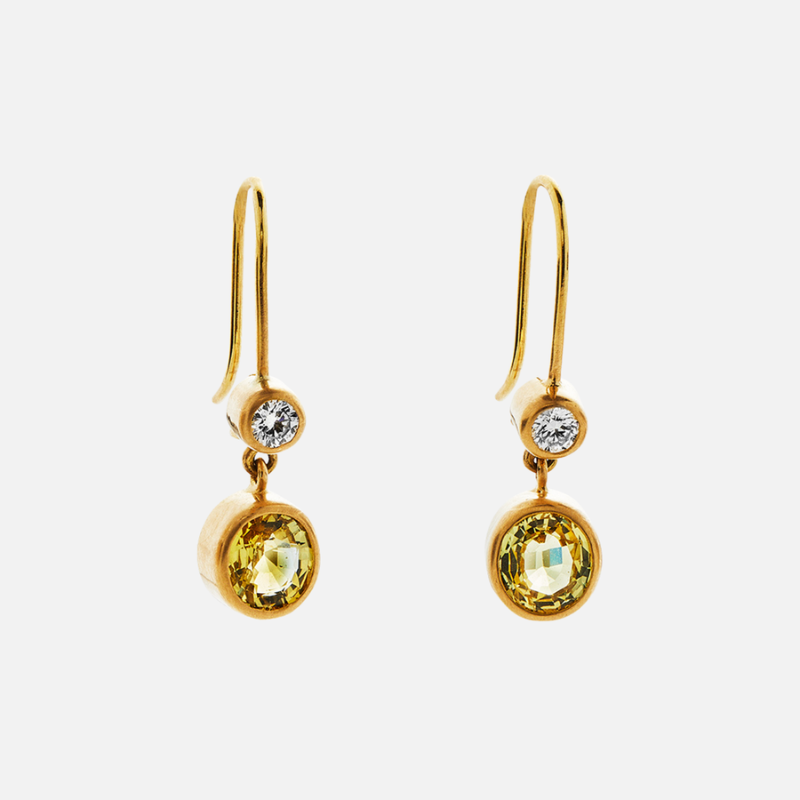 Meadow Two Part Yellow Sapphire and Diamond Earrings in 20K Peach Gold