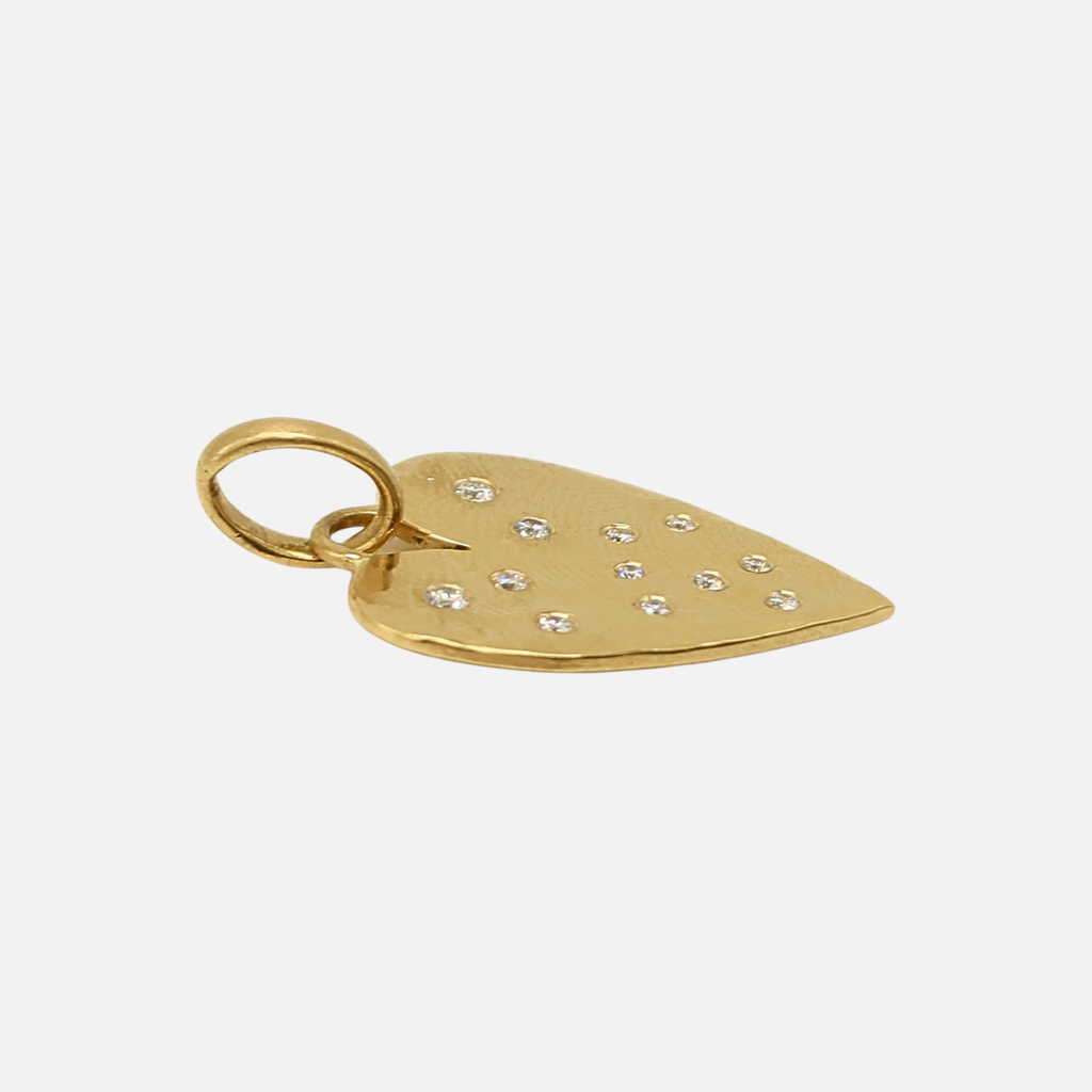 Sonoma Long Heart Pave Pendant in 20K Peach Gold