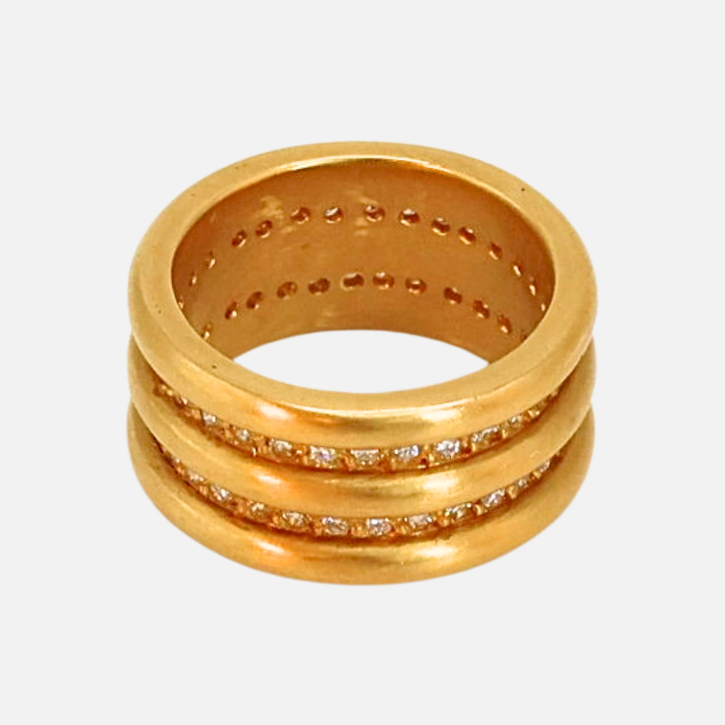 Shimmer Double Diamond Band in 20K Peach Gold Reinstein Ross Goldsmiths