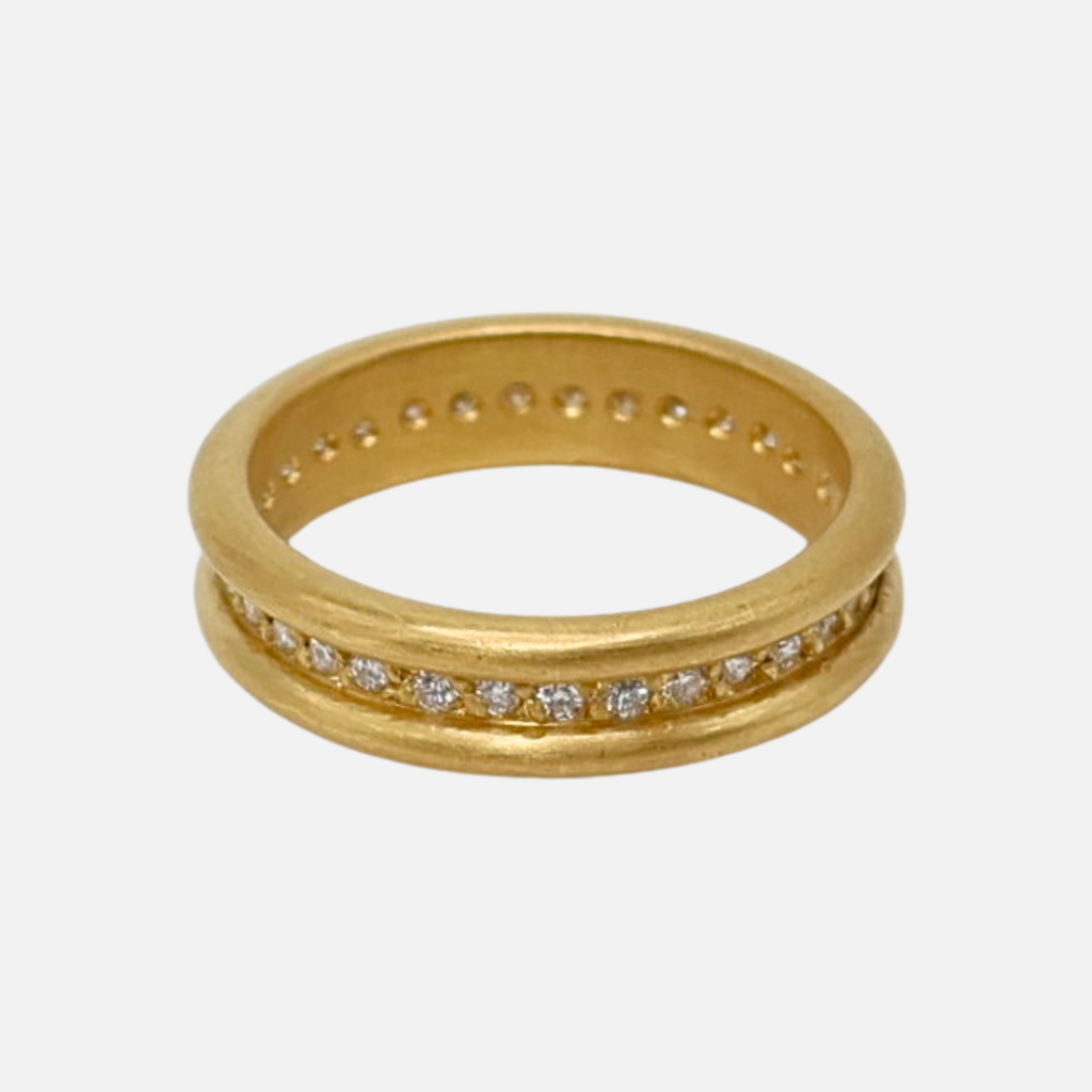 Shimmer Mini Diamond Band in 20K Peach Gold Reinstein Ross Goldsmiths